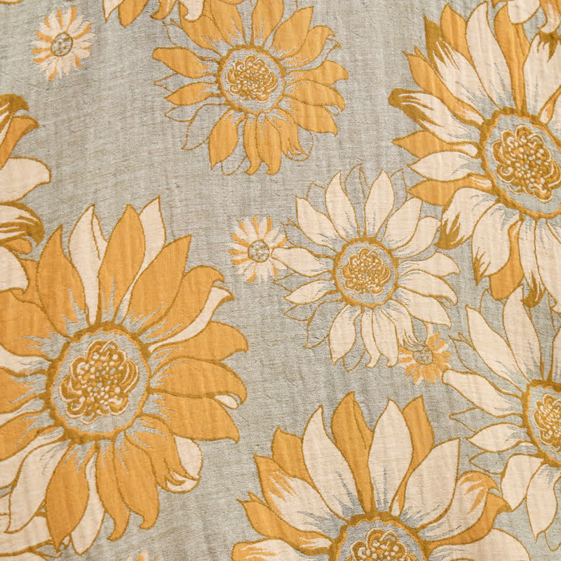 Vintage Sonnenblumen-Baumwollkimono-Bademantel - image 13