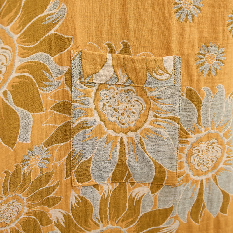 Vintage Sonnenblumen-Baumwollkimono-Bademantel - image 5