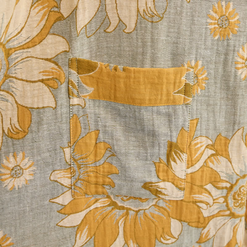Vintage Sonnenblumen-Baumwollkimono-Bademantel - image 12