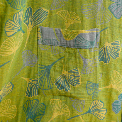 Kimono-Bademantel aus grün-grauem Ginkgoblatt-Baumwolle - image 8