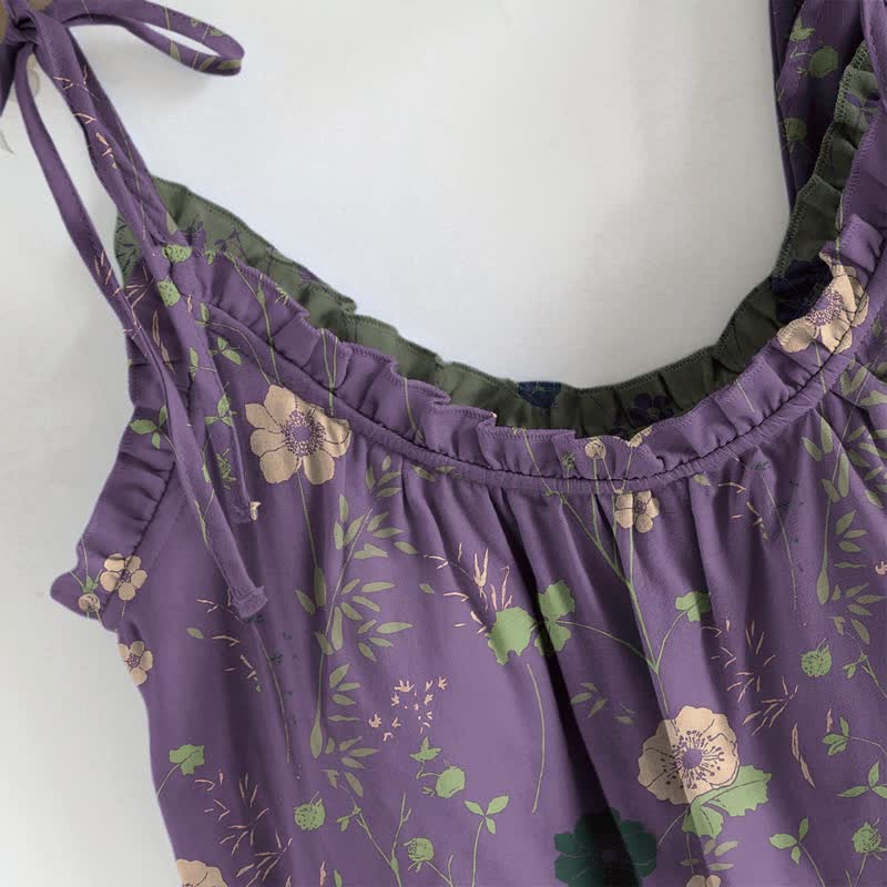 Vintage-Pyjama-Set mit Blumenmuster: Top und Hose - image 5