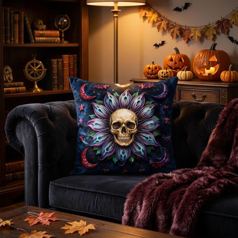 Kissenbezug mit gotischem Totenkopfmotiv - Cover + Einleger - 2 Stück - 45cm x 45cm - image 0