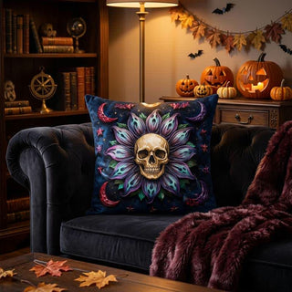 Kissenbezug mit gotischem Totenkopfmotiv - Cover + Einleger - 2 Stück - 45cm x 45cm - image 0
