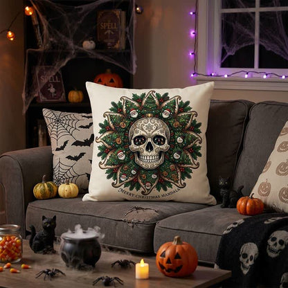 Weihnachts-Totenkopf-Mandala-Plüschkissen - image 3
