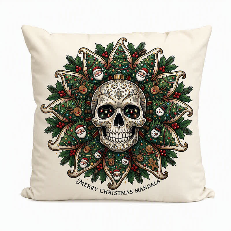 Weihnachts-Totenkopf-Mandala-Plüschkissen - image 4