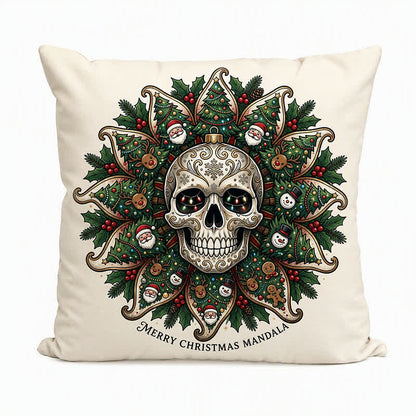 Weihnachts-Totenkopf-Mandala-Plüschkissen - image 4