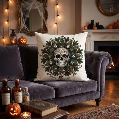 Weihnachts-Totenkopf-Mandala-Plüschkissen - image 2