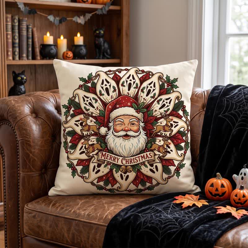 Gruseliges Weihnachtsmann-Plüschkissen - Cover + Einleger - 2 Stück - 45cm x 45cm - image 0