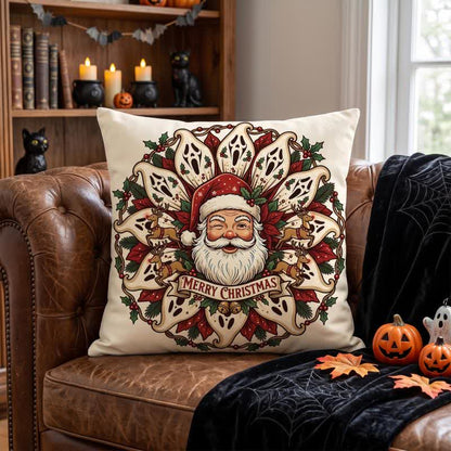 Gruseliges Weihnachtsmann-Plüschkissen - Cover + Einleger - 2 Stück - 45cm x 45cm - image 0