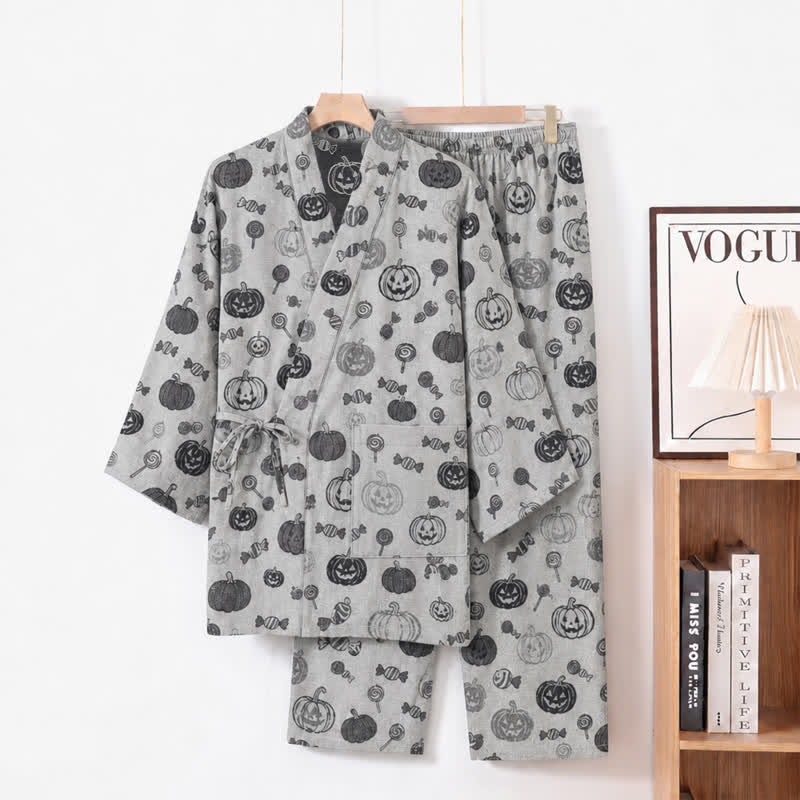 Kürbisbonbon-Baumwollkimono-Pyjama-Set - Weiß - XL - image 4