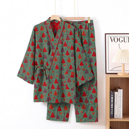 Weihnachtsbaum-Baumwollkimono-Loungewear-Set - image 2