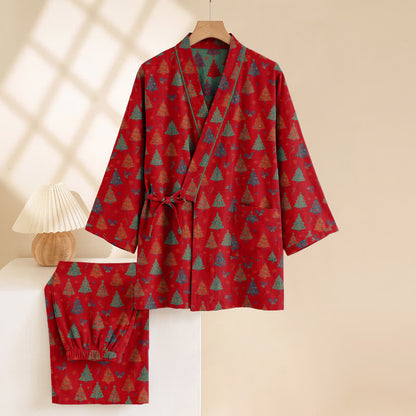 Weihnachtsbaum-Baumwollkimono-Loungewear-Set - image 12