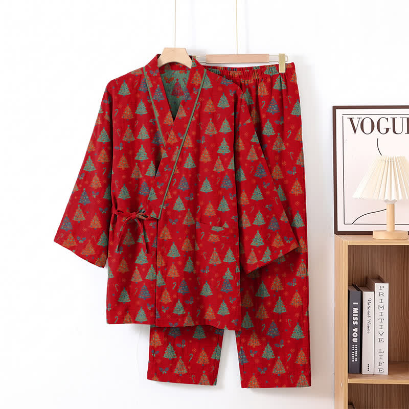 Weihnachtsbaum-Baumwollkimono-Loungewear-Set - image 9