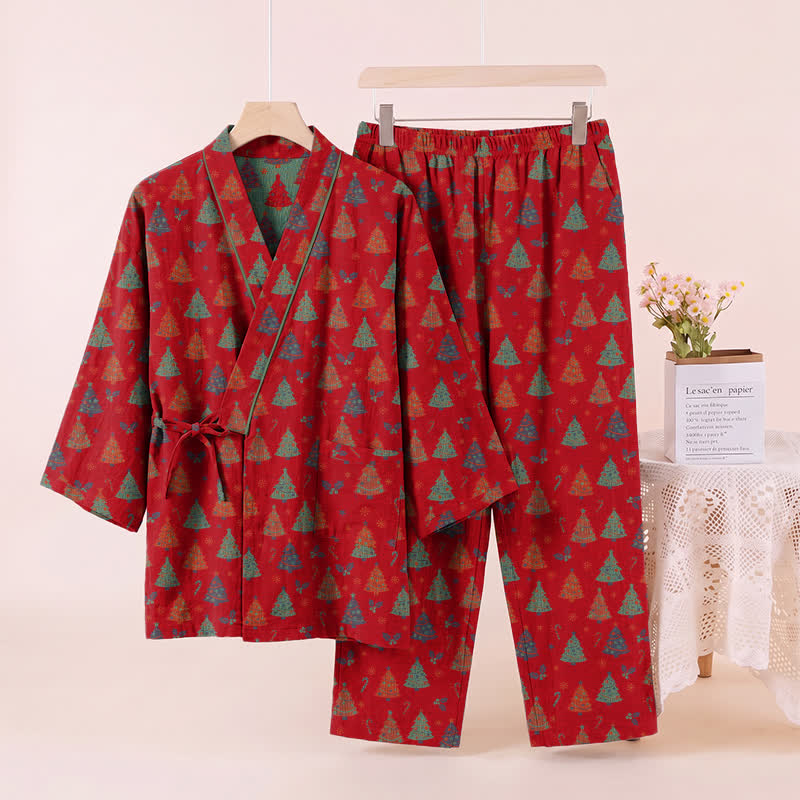 Weihnachtsbaum-Baumwollkimono-Loungewear-Set - image 10