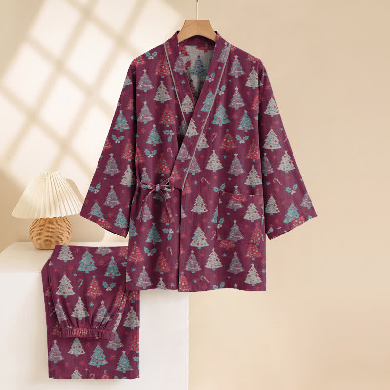 Weihnachtsbaum-Baumwollkimono-Loungewear-Set - image 20