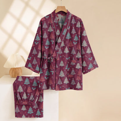 Weihnachtsbaum-Baumwollkimono-Loungewear-Set - image 20