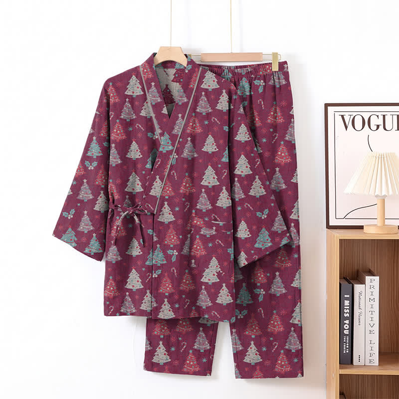 Weihnachtsbaum-Baumwollkimono-Loungewear-Set - image 17
