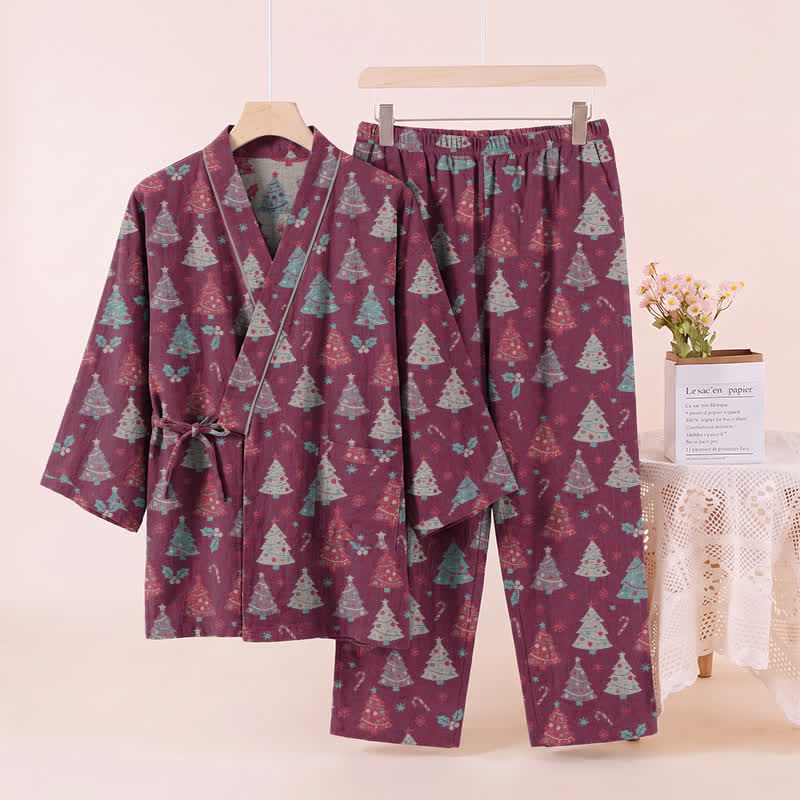 Weihnachtsbaum-Baumwollkimono-Loungewear-Set - image 18