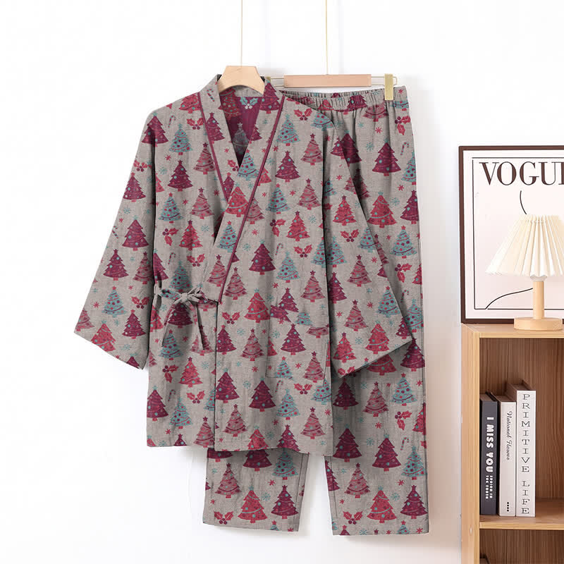 Weihnachtsbaum-Baumwollkimono-Loungewear-Set - image 25
