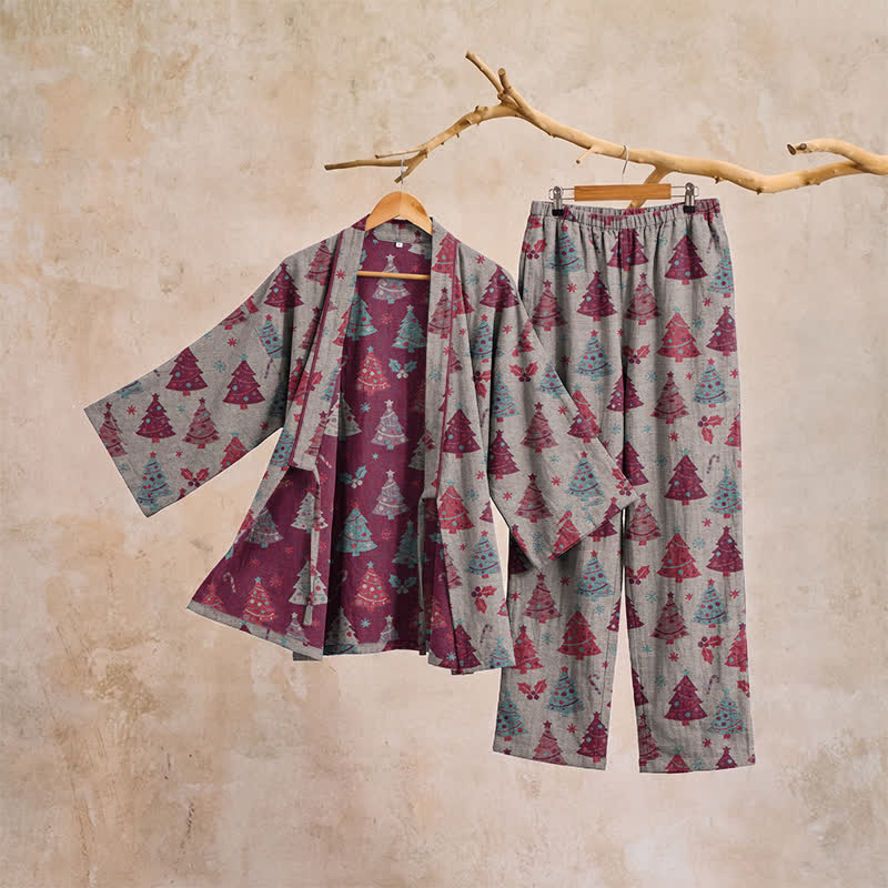 Weihnachtsbaum-Baumwollkimono-Loungewear-Set - image 27