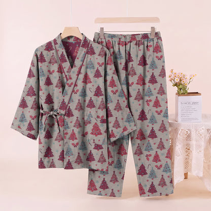 Weihnachtsbaum-Baumwollkimono-Loungewear-Set - image 26