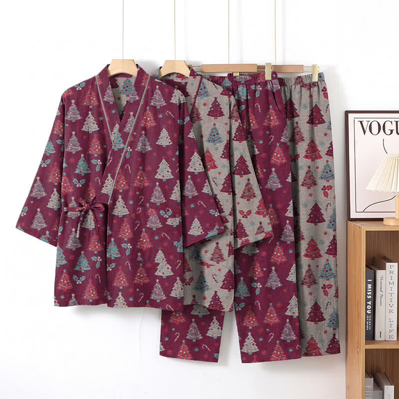 Weihnachtsbaum-Baumwollkimono-Loungewear-Set - image 16