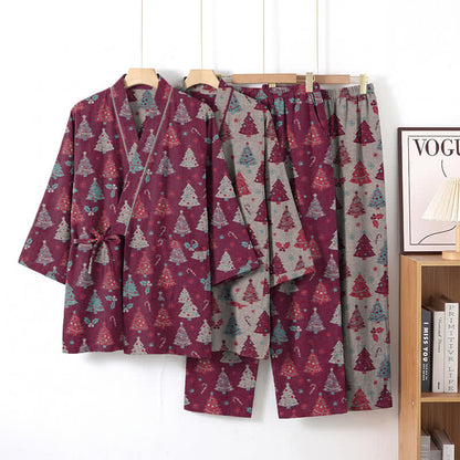 Weihnachtsbaum-Baumwollkimono-Loungewear-Set - image 16