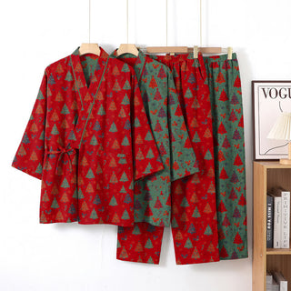 Weihnachtsbaum-Baumwollkimono-Loungewear-Set - image 0