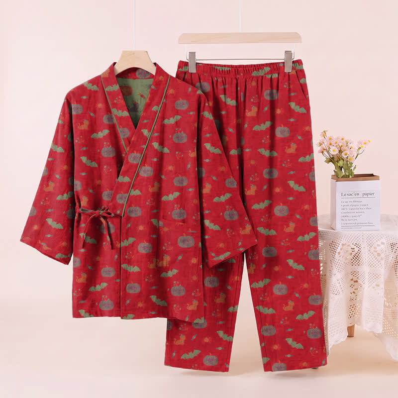 Halloween Kürbis Fledermaus Baumwollpyjama-Set - image 3
