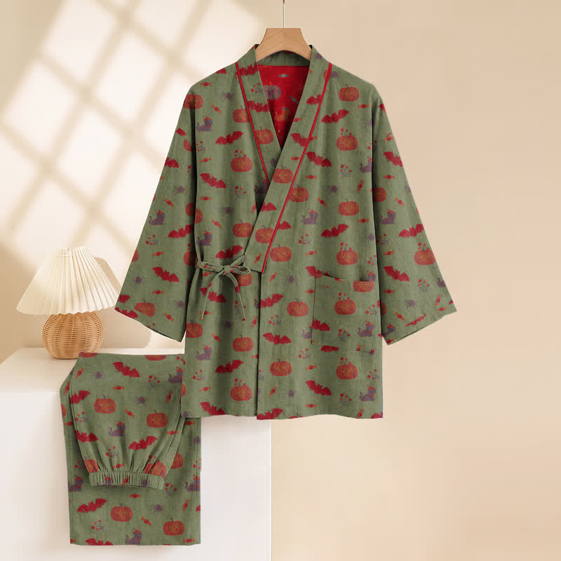 Halloween Kürbis Fledermaus Baumwollpyjama-Set - image 14
