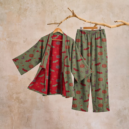 Halloween Kürbis Fledermaus Baumwollpyjama-Set - image 13