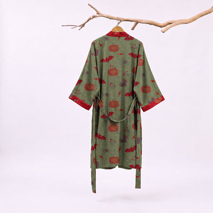 Halloween Kürbis Katze Baumwollkimono-Bademantel - image 7