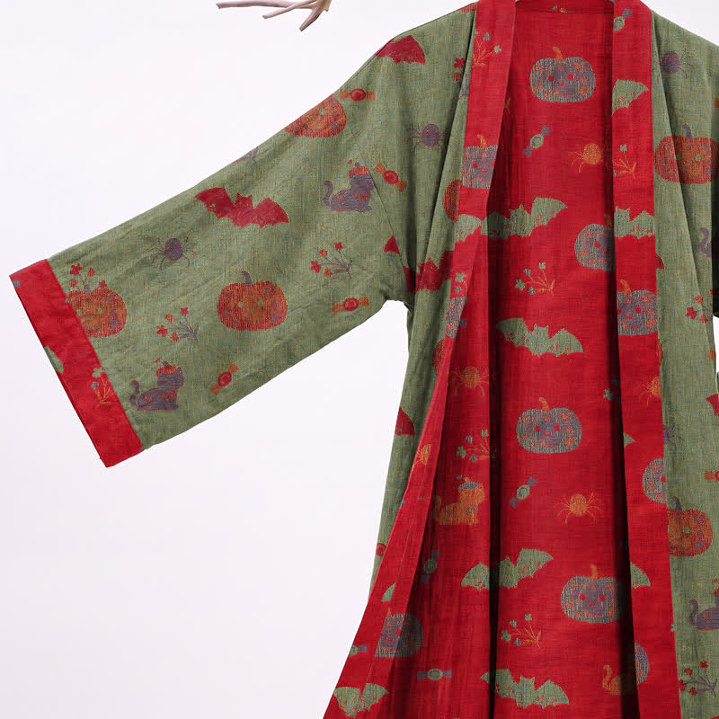 Halloween Kürbis Katze Baumwollkimono-Bademantel - image 9