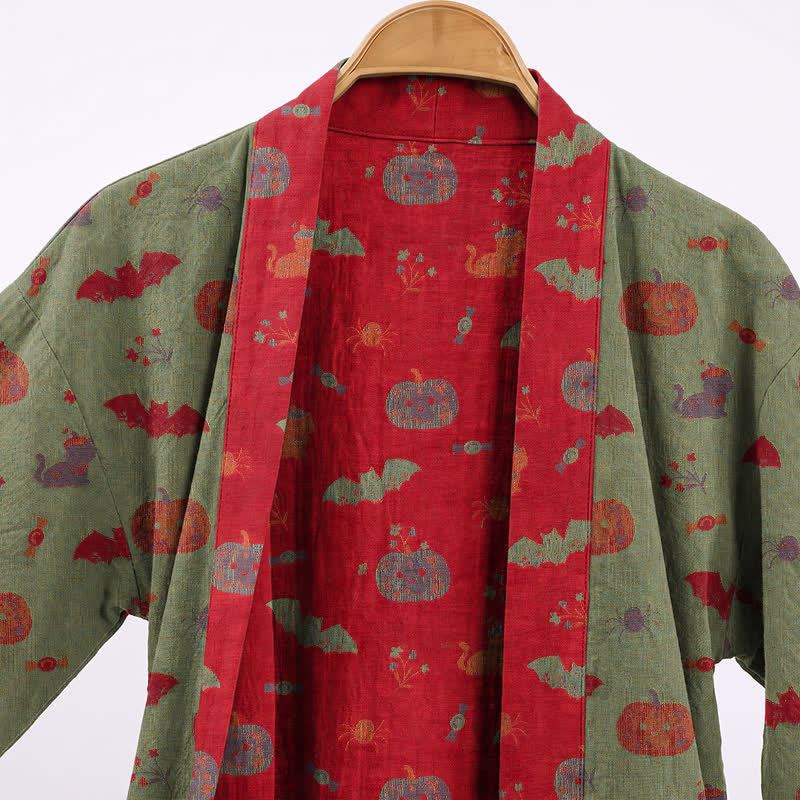 Halloween Kürbis Katze Baumwollkimono-Bademantel - image 8