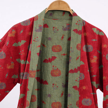 Halloween Kürbis Katze Baumwollkimono-Bademantel - image 2