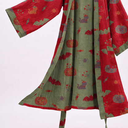 Halloween Kürbis Katze Baumwollkimono-Bademantel - image 4