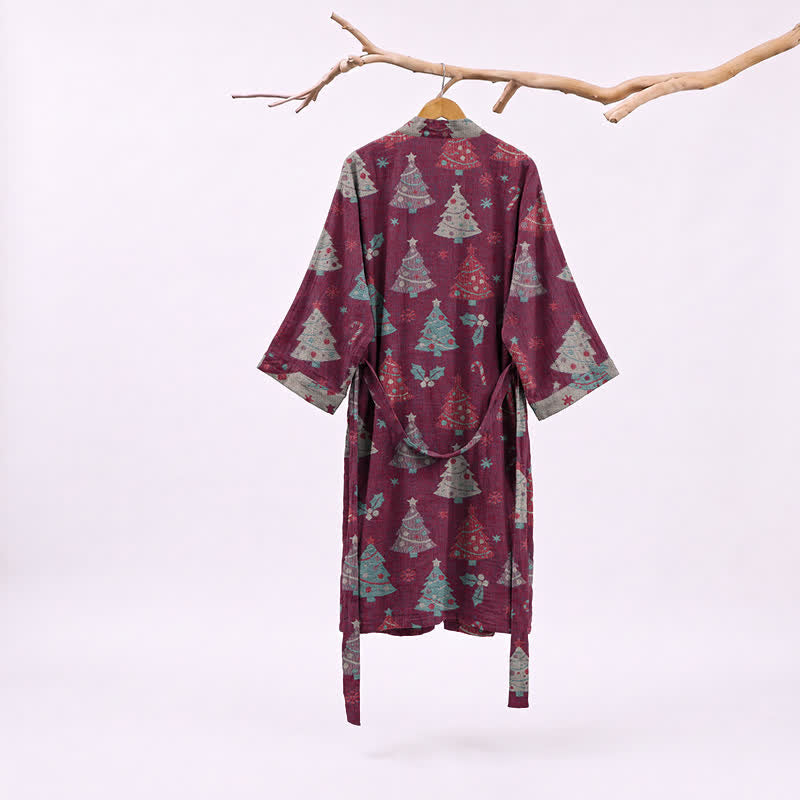 Kimono-Bademantel aus Baumwollgaze mit Weihnachtsbaummotiv - image 13