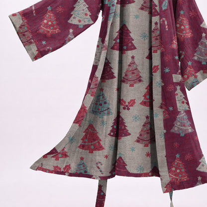 Kimono-Bademantel aus Baumwollgaze mit Weihnachtsbaummotiv - image 16