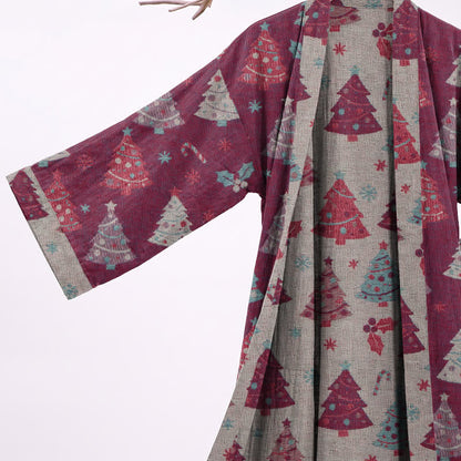 Kimono-Bademantel aus Baumwollgaze mit Weihnachtsbaummotiv - image 15