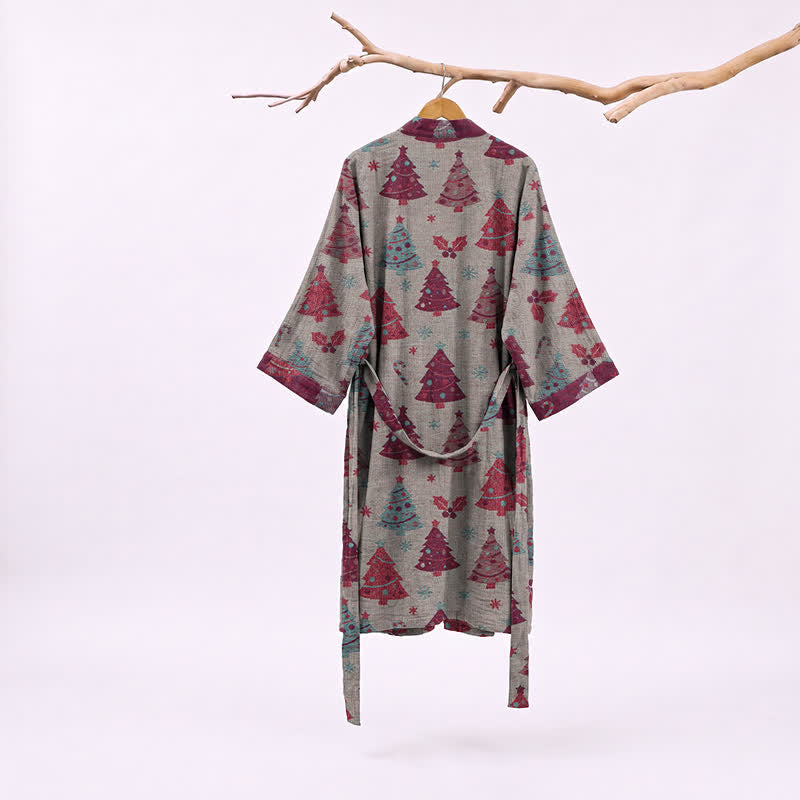 Kimono-Bademantel aus Baumwollgaze mit Weihnachtsbaummotiv - image 19
