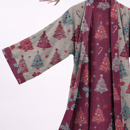 Kimono-Bademantel aus Baumwollgaze mit Weihnachtsbaummotiv - image 21