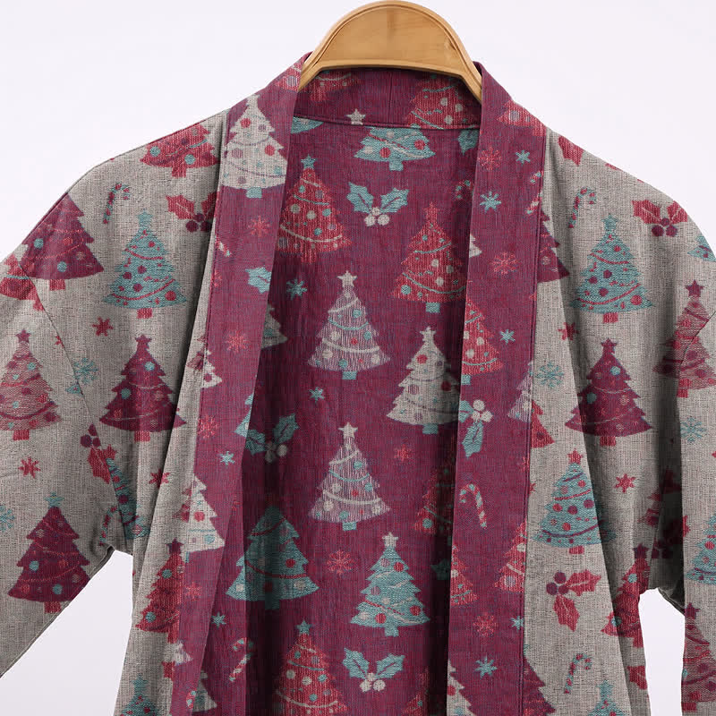 Kimono-Bademantel aus Baumwollgaze mit Weihnachtsbaummotiv - image 20