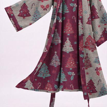 Kimono-Bademantel aus Baumwollgaze mit Weihnachtsbaummotiv - image 22