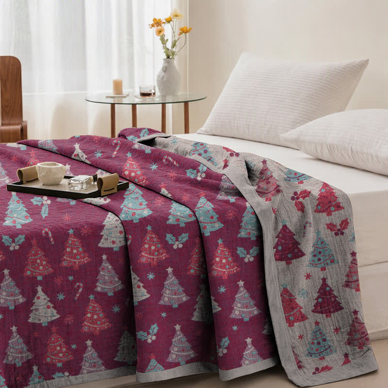 Festliche Weihnachtsbaum-Baumwollgaze-Decke - image 14