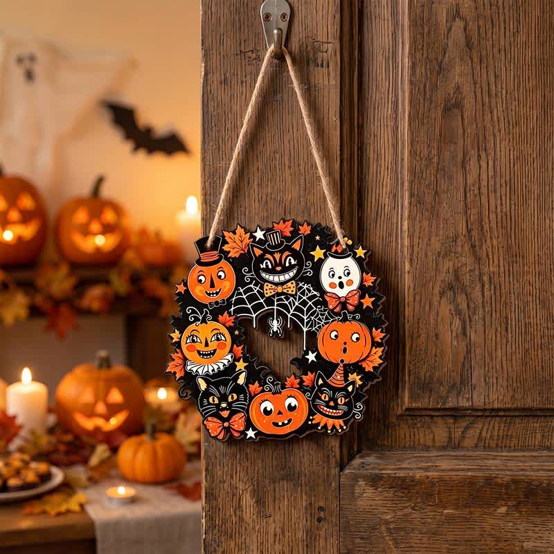 Halloween-Holzkranz mit Juteseil - image 1