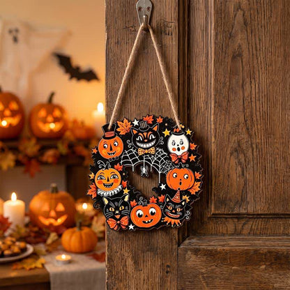 Halloween-Holzkranz mit Juteseil - image 1