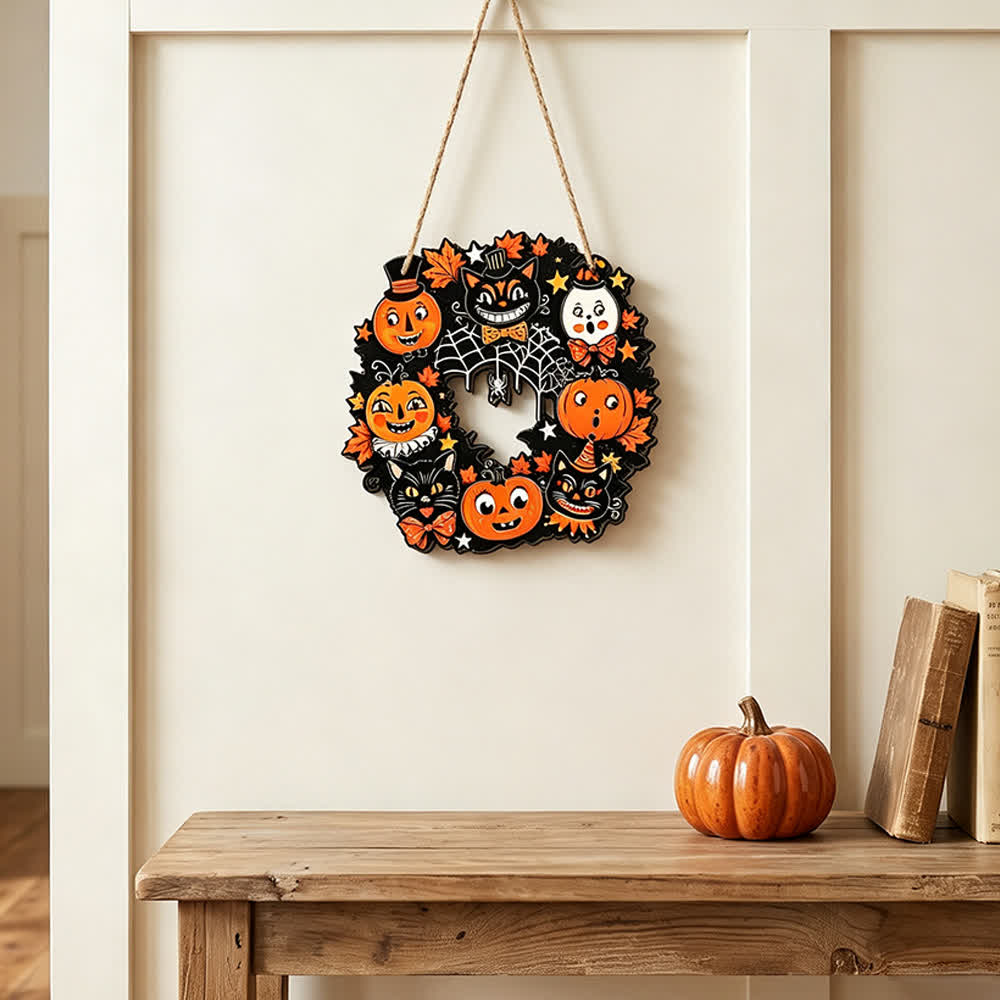 Halloween-Holzkranz mit Juteseil - image 2