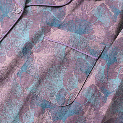 Loungewear-Set aus Baumwolle mit Ginkgoblatt-Motiv und gekerbtem Kragen - image 10