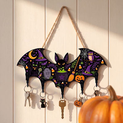 Halloween-Schlüsselhalter aus Holz in Fledermausform - image 3