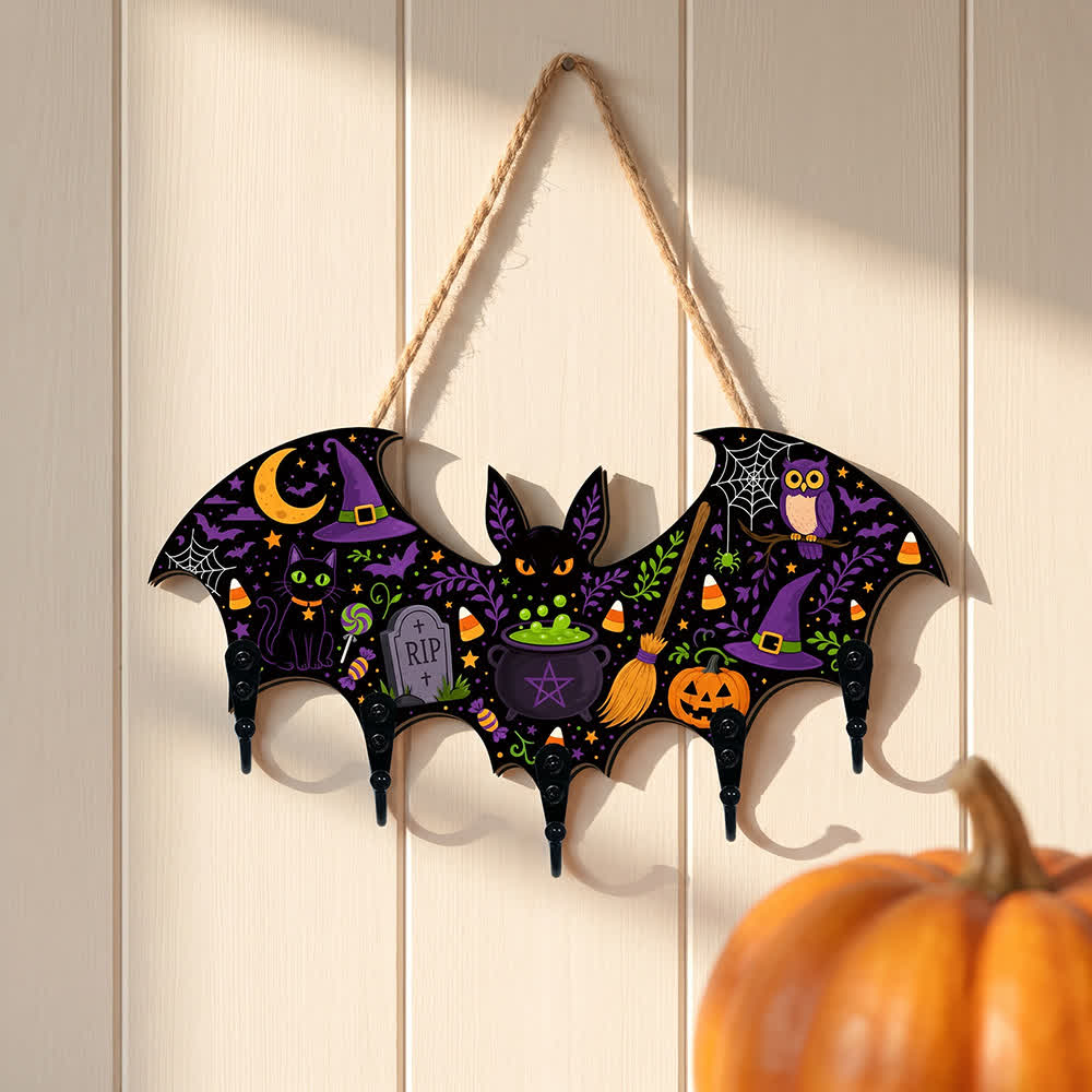 Halloween-Schlüsselhalter aus Holz in Fledermausform - image 4